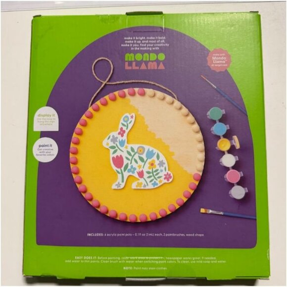 Mondo Llama Paint Your Own Wood Rabbit Bubbles Kit Hand Made - Picture 2 of 5